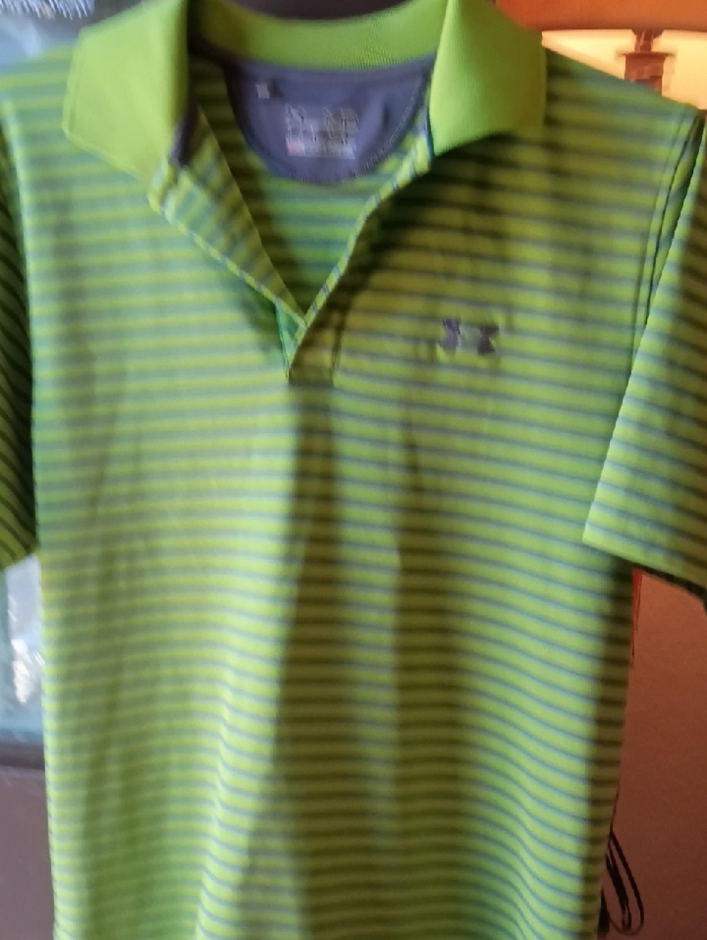 Under Armour Neon Green Striped Performance Polo